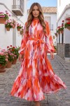 Desenli Tesettür  Jessica Elbise B594 Oranj