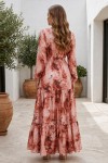 Desenli Tesettür  Jessica Elbise B597 Taba
