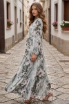 Desenli Tesettür  Jessica Elbise B598 Yeşil