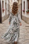 Desenli Tesettür  Jessica Elbise B598 Yeşil