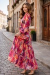 Desenli Tesettür  Jessica Elbise B600 Oranj