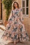 Desenli Tesettür  Jessica Elbise B601 Vizon