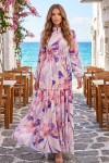 Desenli Tesettür  Jessica Elbise B603 Lila