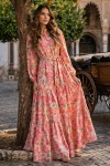 Desenli Tesettür  Jessica Elbise B604 Pembe