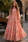 Desenli Tesettür  Jessica Elbise B604 Pembe