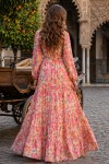 Desenli Tesettür  Jessica Elbise B604 Pembe