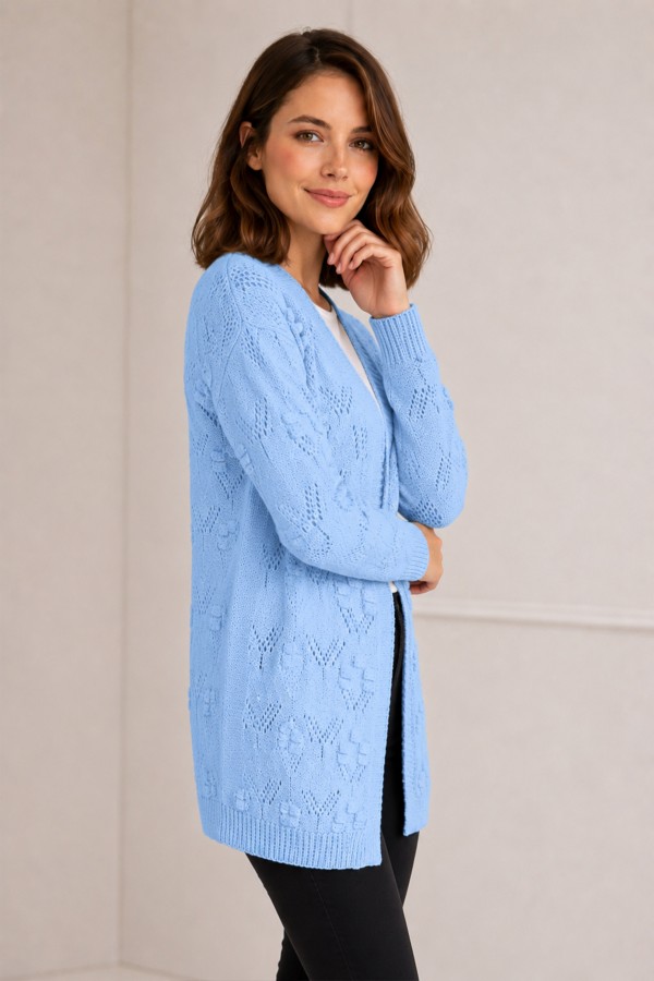 Yazlık Pamuk Hırka R4551 Bebe Mavisi