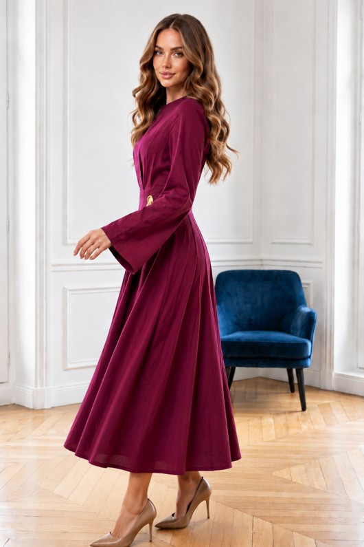 Belden Bağlamalı Elbise A933 Bordo