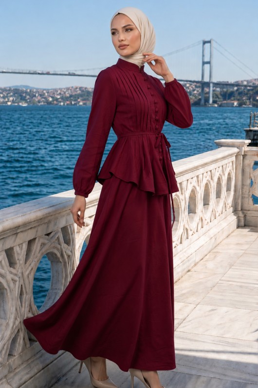 Kemerli Etek Takım A940 Bordo