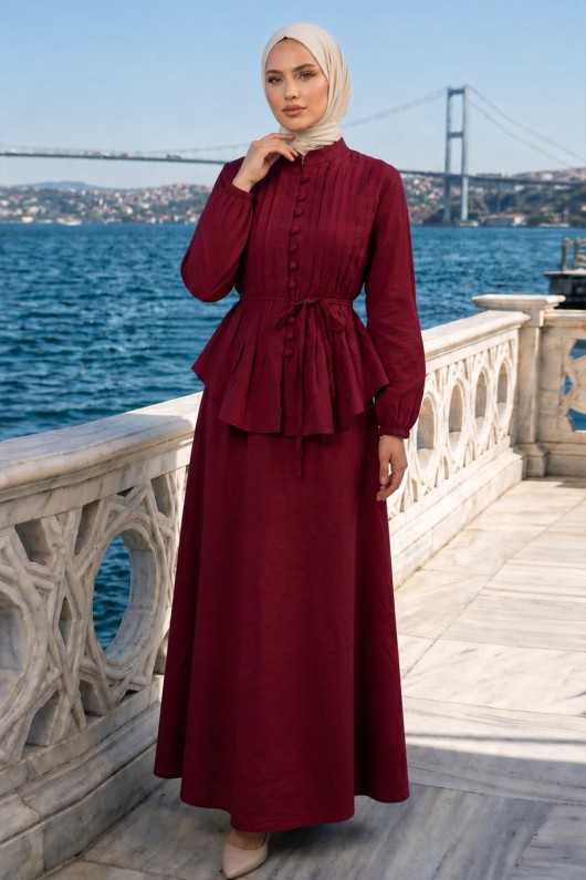 Kemerli Etek Takım A940 Bordo
