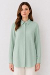 Gömlek Yaka Uzun Tesettür Tunik B5945 Mint Yeşili