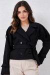 Kemerli Kısa Trençkot B5970 Siyah