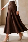 Kemerli Poplin Etek N223 Kahverengi Kemerli Poplin Etek N223 Kahverengi
