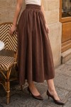 Beli Lastikli  Poplin Etek N224 Kahverengi