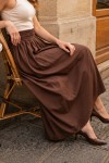 Beli Lastikli  Poplin Etek N224 Kahverengi