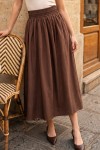 Beli Lastikli  Poplin Etek N224 Kahverengi