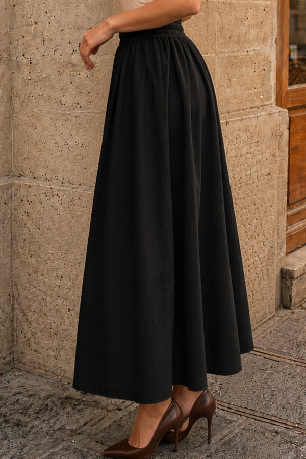 Beli Lastikli  Poplin Etek N224 Siyah