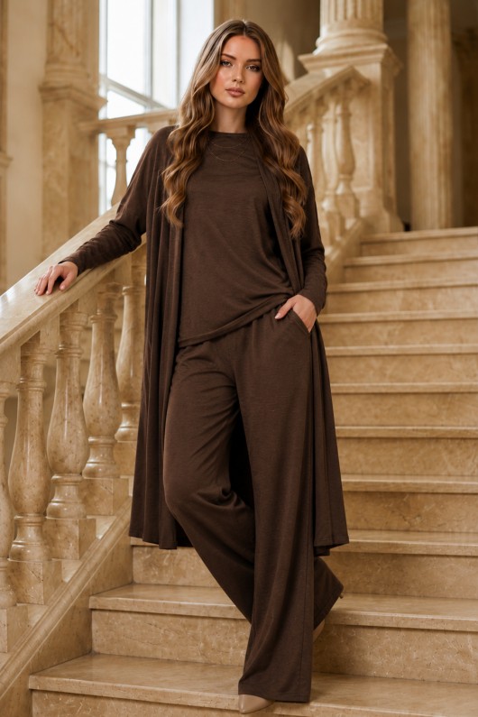 3 Lü Abaya Takım M5319 Kahverengi
