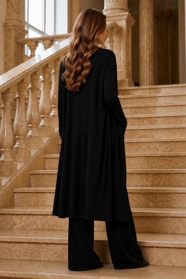 3 Lü Abaya Takım M5319 Siyah