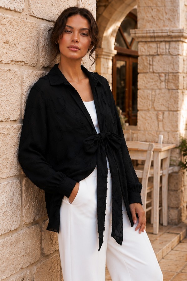 Bağlamalı Kimono S2334 Siyah