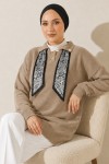Fularlı Triko Tunik R7178 Bej Fularlı Triko Tunik R7178 Bej
