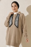 Fularlı Triko Tunik R7178 Bej Fularlı Triko Tunik R7178 Bej