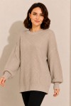 Kendinden Desenli Triko Tunik R4444 Bej Kendinden Desenli Triko Tunik R4444 Bej
