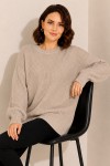 Kendinden Desenli Triko Tunik R4444 Bej Kendinden Desenli Triko Tunik R4444 Bej
