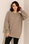Kendinden Desenli Triko Tunik R4444 Camel