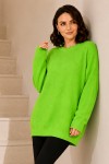 Kendinden Desenli Triko Tunik R4444 Fıstık Yeşili
