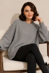 Kendinden Desenli Triko Tunik R4444 Gri