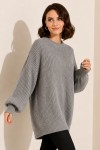 Kendinden Desenli Triko Tunik R4444 Gri