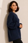 Kendinden Desenli Triko Tunik R4444 İndigo