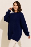 Kendinden Desenli Triko Tunik R4444 Lacivert