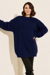 Kendinden Desenli Triko Tunik R4444 Lacivert