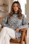 Zebra Desenli Triko Tunik R7186 Antrasit Zebra Desenli Triko Tunik R7186 Antrasit