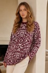 Zebra Desenli Triko Tunik R7186 Bordo