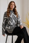 Zikzak Desenli Triko Tunik R7187 Antrasit