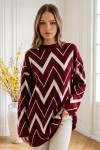 Zikzak Desenli Triko Tunik R7187 Bordo Zikzak Desenli Triko Tunik R7187 Bordo