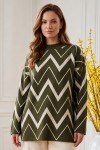 Zikzak Desenli Triko Tunik R7187 Haki