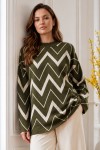 Zikzak Desenli Triko Tunik R7187 Haki