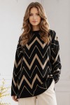 Zikzak Desenli Triko Tunik R7187 Siyah