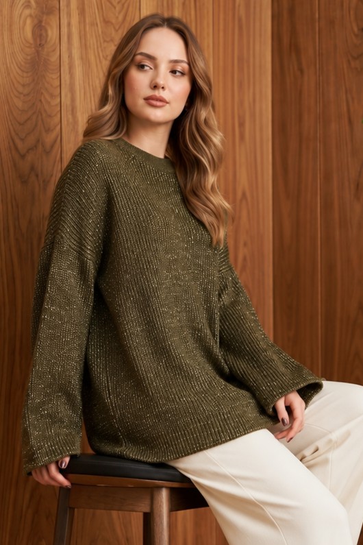 Simli Triko Tunik R4498 Haki