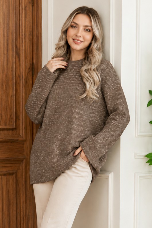 Simli Triko Tunik R4498 Vizon Simli Triko Tunik R4498 Vizon