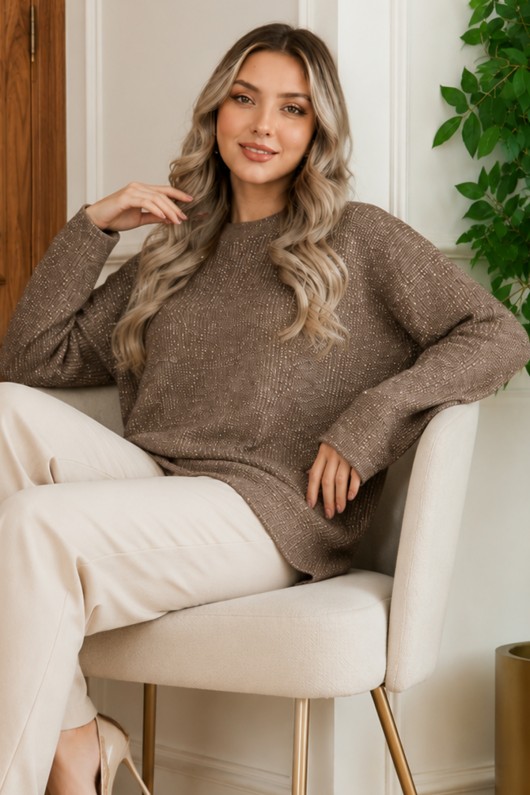 Simli Triko Tunik R4498 Vizon