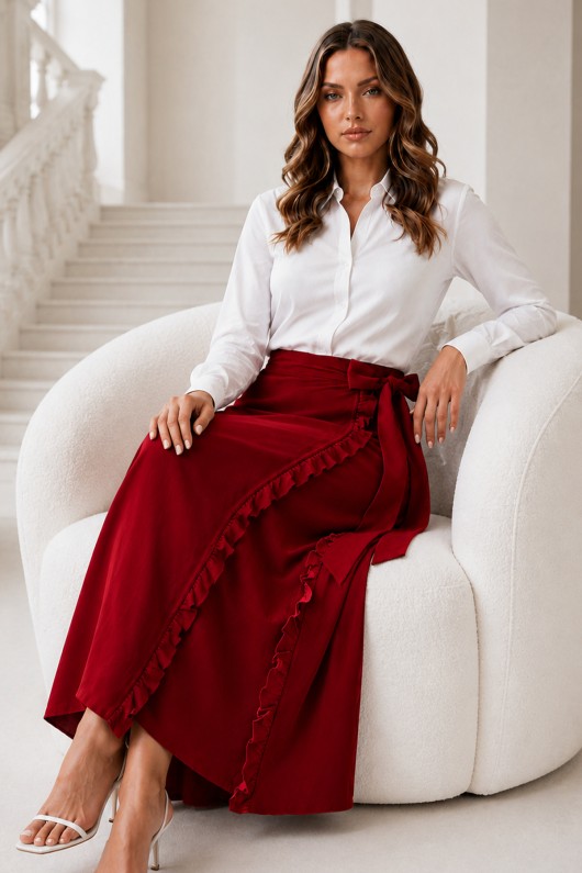 Kruvaze Fırfırlı Etek S2325 Bordo Kruvaze Fırfırlı Etek S2325 Bordo