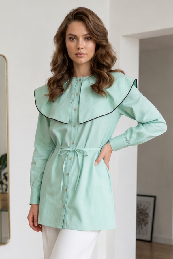 Bebe Yaka Gömlek S0079 Mint Yeşili