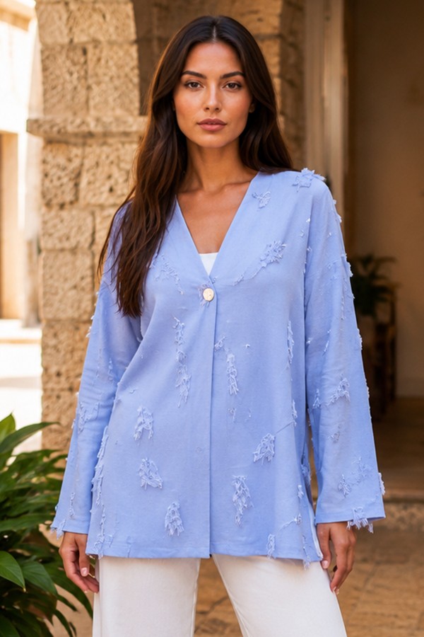 Püskül Detaylı Kimono S2335 Mavi Püskül Detaylı Kimono S2335 Mavi