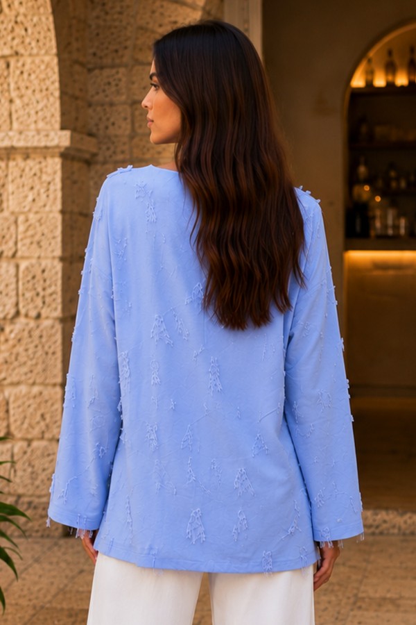 Püskül Detaylı Kimono S2335 Mavi Püskül Detaylı Kimono S2335 Mavi