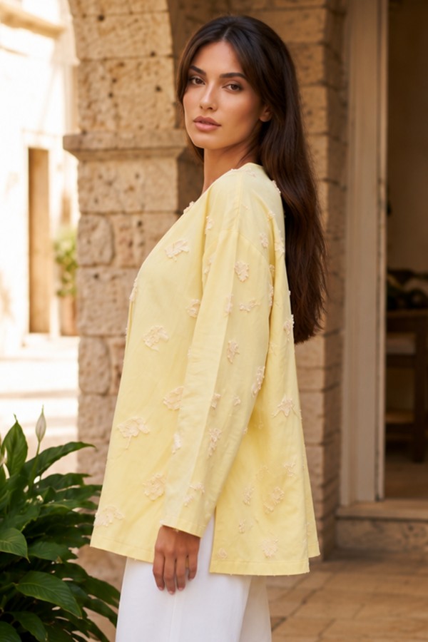 Püskül Detaylı Kimono S2335 Sarı